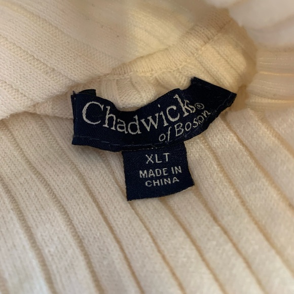 Cream ribbed turtleneck sweater. XL Tall. Chadwicks. Gently used. - Picture 3 of 4